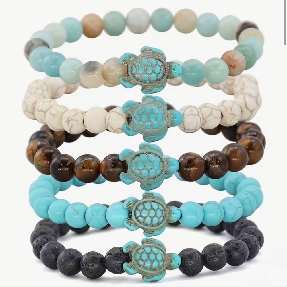 1 Turquoise and Brown Turtle Charm Bracelet - Choice of 1